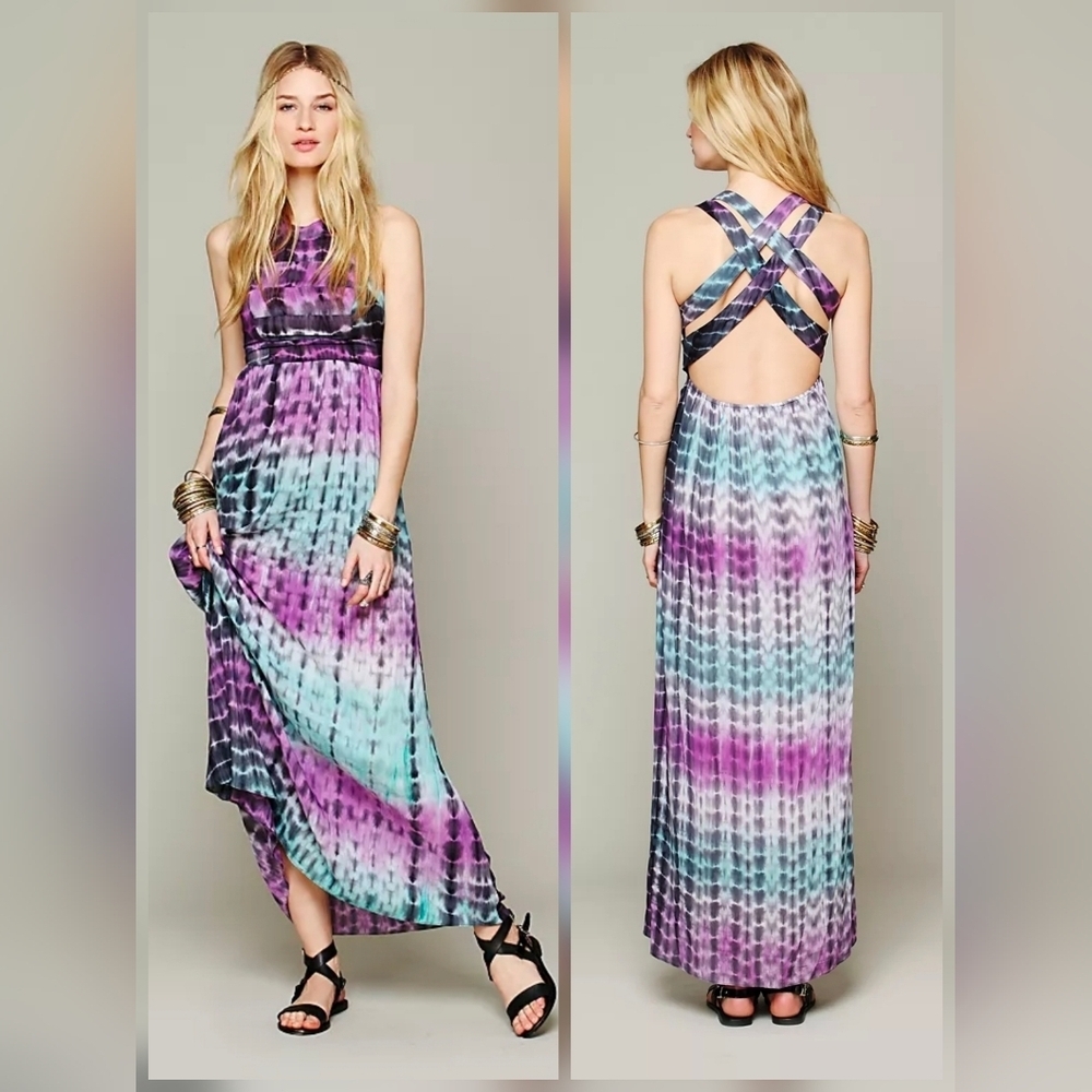 ❤️ FREE PEOPLE × LOVERS + FRIENDS TIE DYE KITTY KAT MAXI DRESS, XS
